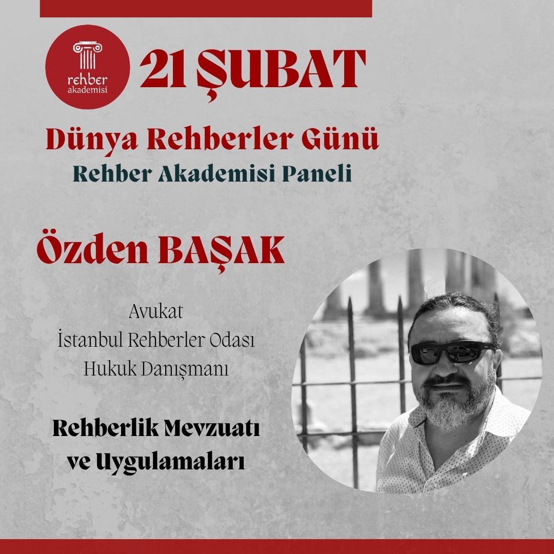 RehberAkademisi's tweet photo. Prof. Dr. @ozlemguzelf moderatörlüğünde
👉 Arkeolog ve Rehber Akın Aykurt: Rehberlikte Kariyer Yönetimi
👉 Avukat ve Rehber Özden Başak: Rehberlik Mevzuatı ve Uygulamaları
👉 Rehber ve Acentacı Burak Bilgit: Deneyimsel Tur Tasarımı

Başlıklarıyla sizlerle buluşacak. https://t.co/yttdLMFyVk