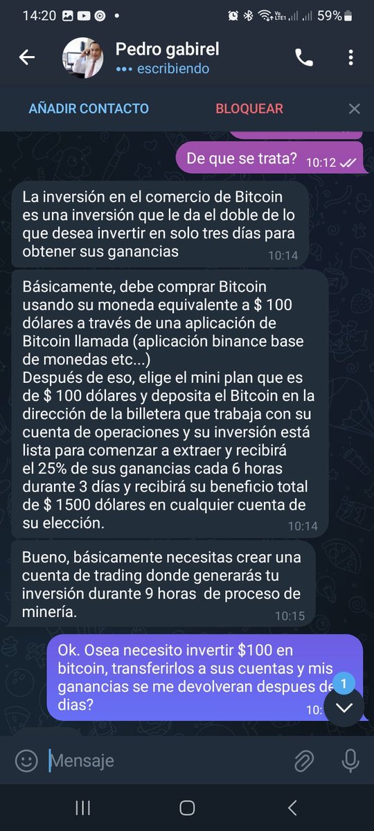 feliperodasg's tweet photo. Este es el tipico mecanismo de estafa que manejan estas redes: 
Tengan mucho cuidado.
Cualquiera que te diga que inviertas en ellos y tu dinero va a ser duplicado o mucho más es poco tiempo, es estafa!!
@PoliciaEcuador @FiscaliaEcuador https://t.co/Qp5aUN4wer