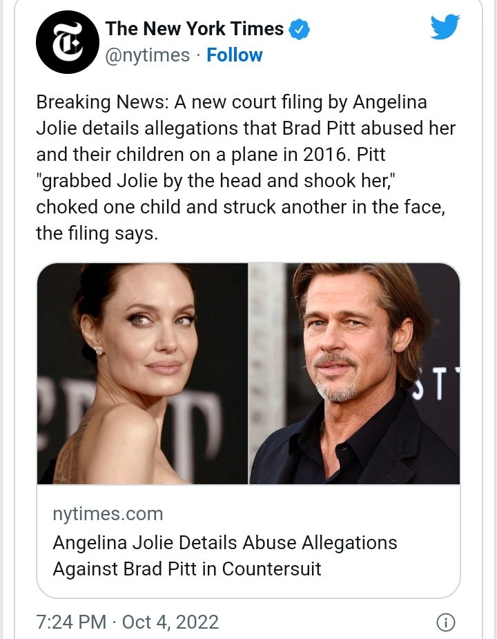 'You shouldn't ever be afraid you'll 'get in trouble' or 'be punished' for asking those in power in our family courts to protect you and your children from abuse and dangerous behavior'
#BradPittIsAnAbuser #DAVRO  #PostSeperationAbuse  #BradPitt #Familycourt #AngelinaJolie #VAWA