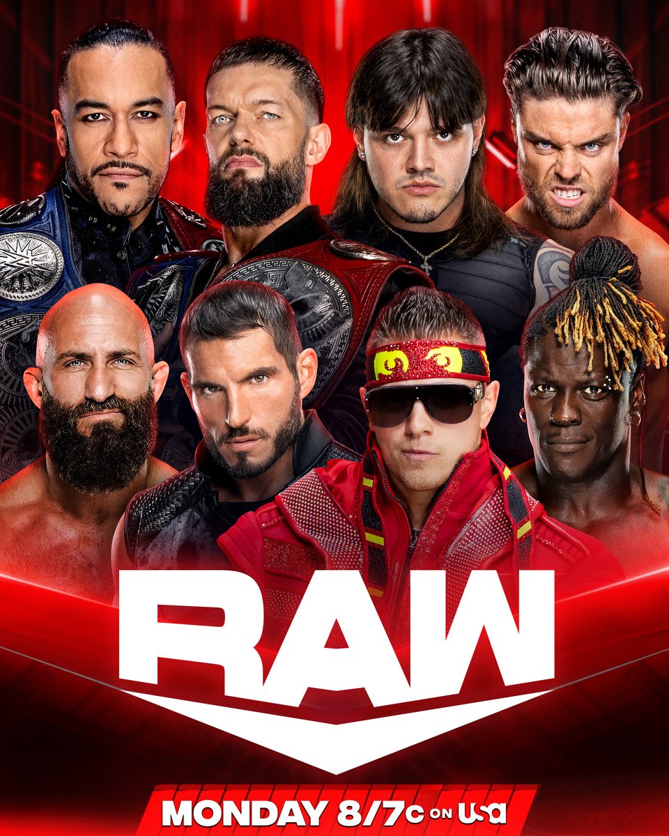 WWE's tweet photo. The Judgment Day unites to take on #DIY and The Awesome Truth TOMORROW NIGHT on #WWERaw! https://t.co/gS0Q8Jozda