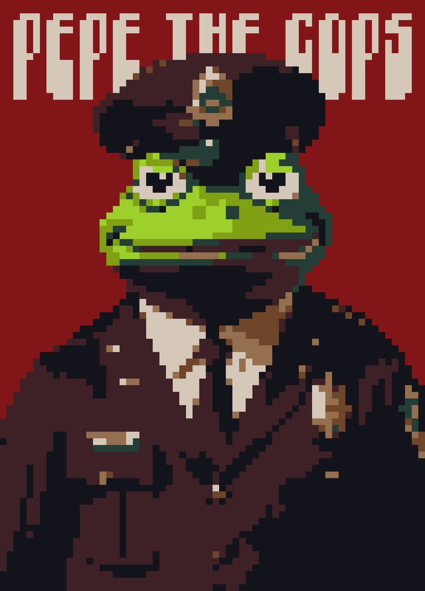 Pepelandia Originals
#15 PEPE THE COPS
Artist: <a href="/erick_raymn/">Erick Rayma 💀🏴‍☠️</a> 
10/10 editions
5 tezos.