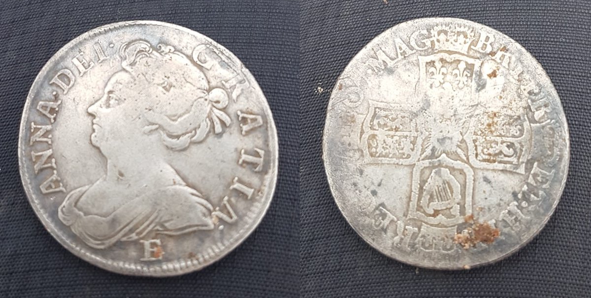 lcssdetecting's tweet image. A most lovely Queen Anne, 1707 post Union shilling, minted in Edinburgh from local dies saved from some Leicestershire mud.