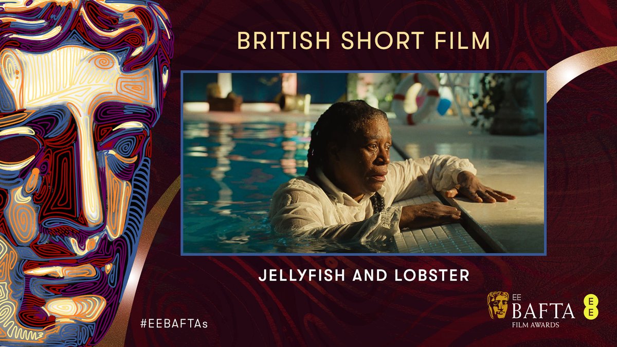 BAFTA's tweet photo. Jellyfish And Lobster wins the BAFTA for British Short Film 👏 @YAfifi_ @elizabeth_rufai @NFTSFilmTV #EEBAFTAs https://t.co/omY6A4MCwJ