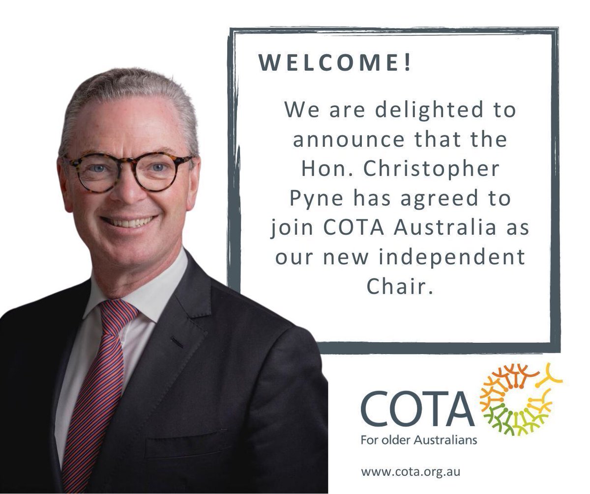 The Hon. Christopher Pyne has joined COTA Australia as our new independent Chair. Mr Pyne replaces outgoing independent chair, Jane Halton AO PSM. Read our media release - cota.org.au/news/ #olderaustralians #advocacy