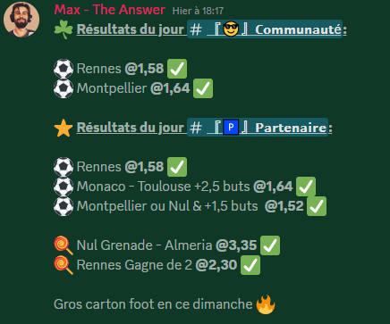 TheAnswer_NBA's tweet photo. Carton #Football ce dimanche ❤️

Pas le temps d'attendre la reprise de la NBA 🏀

Un perfect et on reprend la semaine 🧑‍🍳

(discord en bio)

#TeamParieur #Pronos #NBA #Foot https://t.co/ZNErBmYDZy