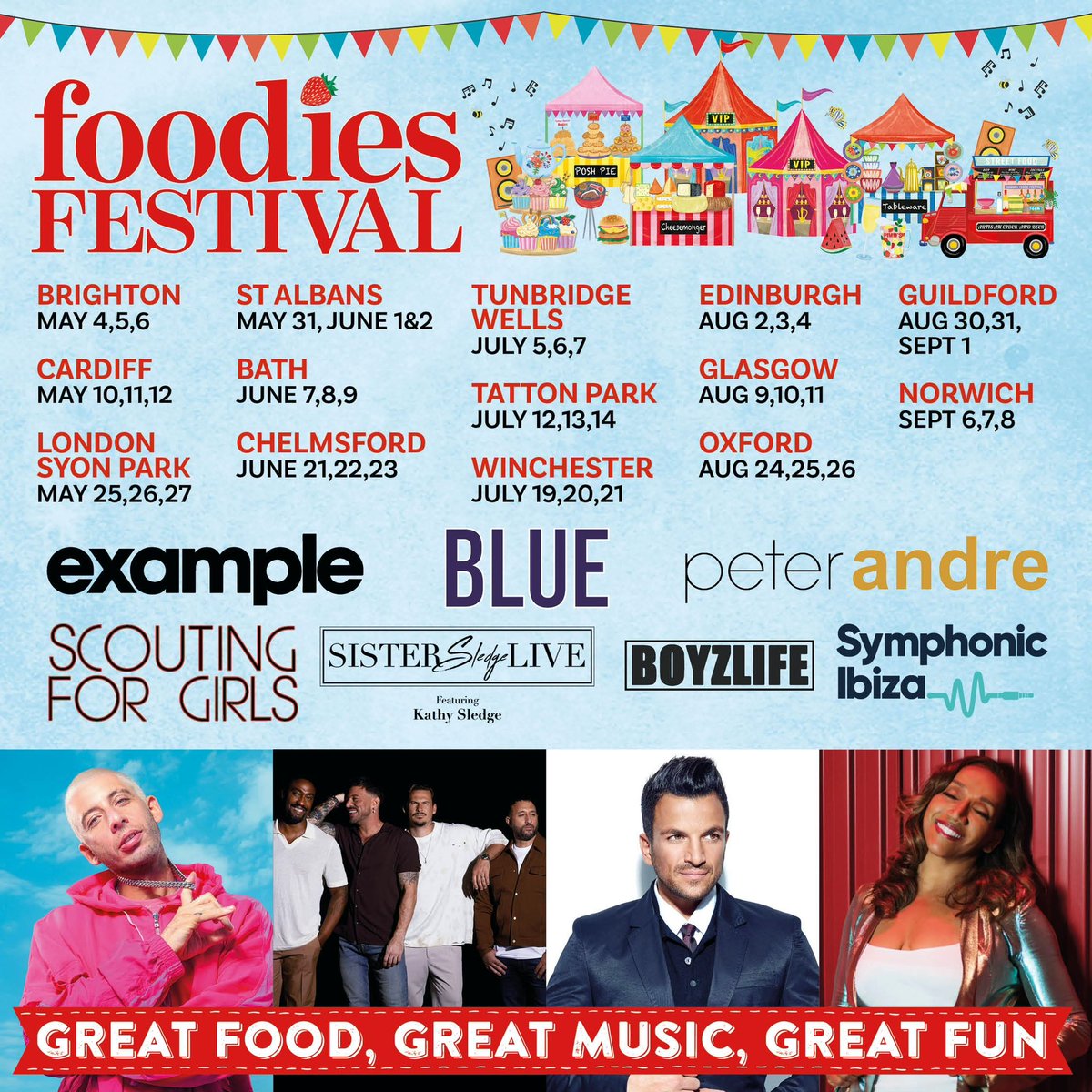 The UK’s favourite touring food &amp; music festival returns for our biggest every tour with our best ever music lineup 💃🏻🤩  

Tickets are on sale now!

foodiesfestival.com