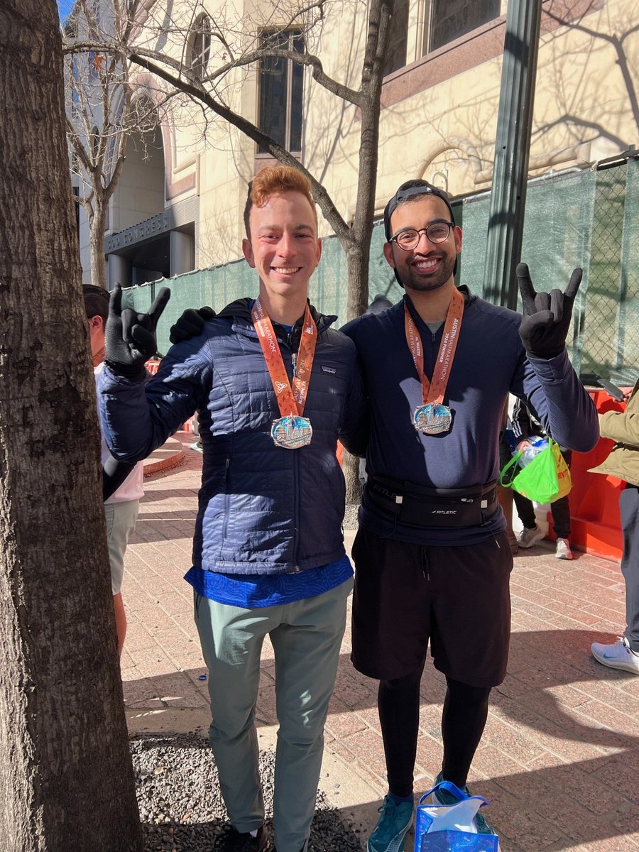 Big shout-out to two of our first year 🫀 fellows finishing the Austin Half Marathon today. @BrennanLanier @lakshyautrivedi