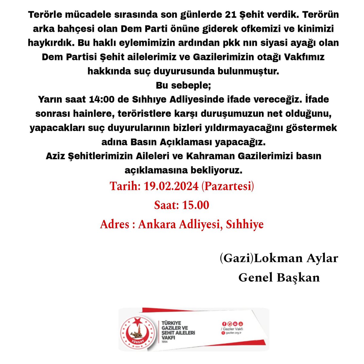 <a href="/GazilerVakfi/">TÜGŞAV</a>  biz her defasında sizin teröre desteğinizi haykıracak her şehidimizin gazimizin hesabını soracaz elinizden geleni ardınıza koymayın.<a href="/dempartili/">DEM Party Community Account</a> <a href="/lokman_aylar/">Gazi Lokman Aylar</a>