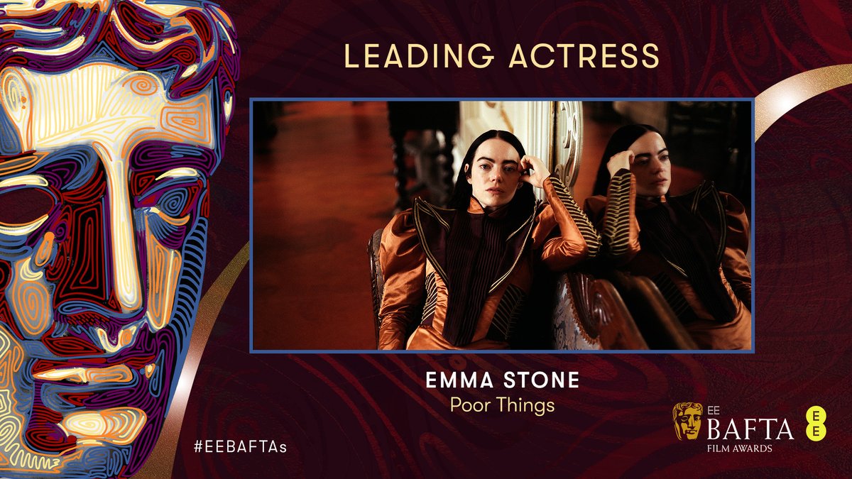 BAFTA (@bafta) on Twitter photo Emma Stone takes home the award for Leading Actress 👏 @poorthingsfilm <a href="/searchlightpics/">Searchlight Pictures</a> #EEBAFTAs Emma Stone takes home the award for Leading Actress 👏 @poorthingsfilm <a href="/searchlightpics/">Searchlight Pictures</a> #EEBAFTAs