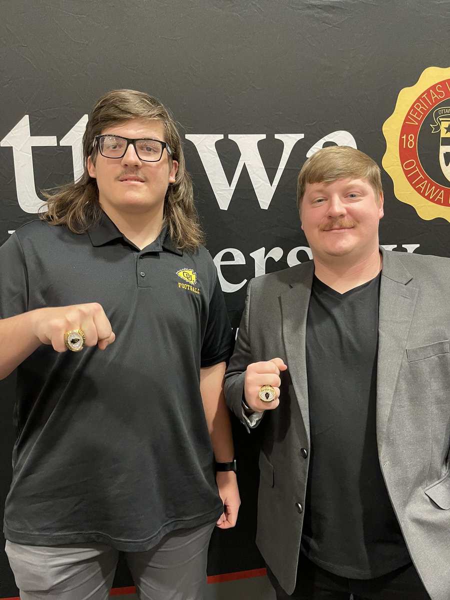 ryschaaf's tweet photo. Ottawa U held their banquet and presented the team their KCAC Championship rings. @ethan_schaaf also was recognized as a KCAC Scholar Athlete.  Proud to see what he and big brother @CoachRSchaaf have accomplished.  Not many have a son on staff with another son on the roster. https://t.co/rEtvYBY7XP