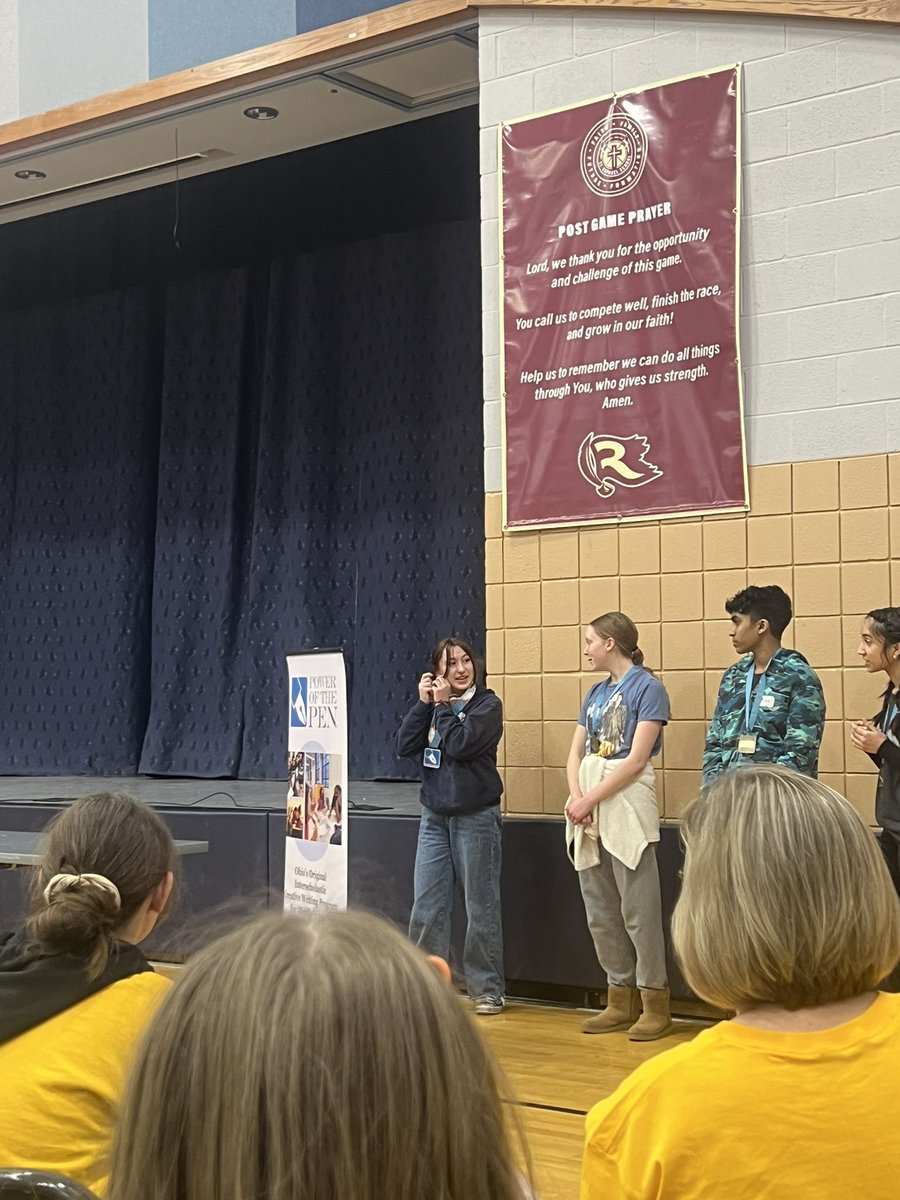MrTylerStern's tweet photo. Our 7th &amp; 8th graders competed in the Power of the Pen district tournament.. The 7th grade placed 4th place overall! Daisy won 1st place(!), while Tori took home 10th. Ava won 3rd place in the 8th grade division. I’m so proud of this group; I love being around them.. #goknights https://t.co/x0JIpkB75W