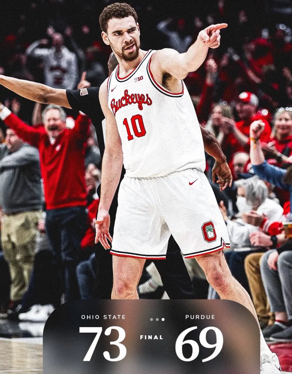 Great job today Buckeye hoopsters!  #2 Purdue?  Not in our house! 💪🏾❤️