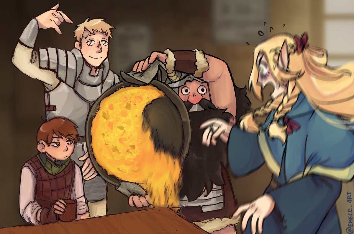 EmeCe_art's tweet photo. Nos acabamos de quedar sin cena *ese no era el meme*
Me está gustando mucho Tragones y Mazmorras

#DungeonMeshi #DeliciousinDungeon https://t.co/c7bBUEcMGS