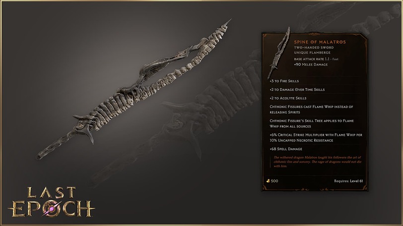 Valderama_GR's tweet photo. Spine of Malatros... New Unique designed for Warlocks!!!

#lastepoch @LastEpoch #greekgaming #arpg https://t.co/sY8tx4cide