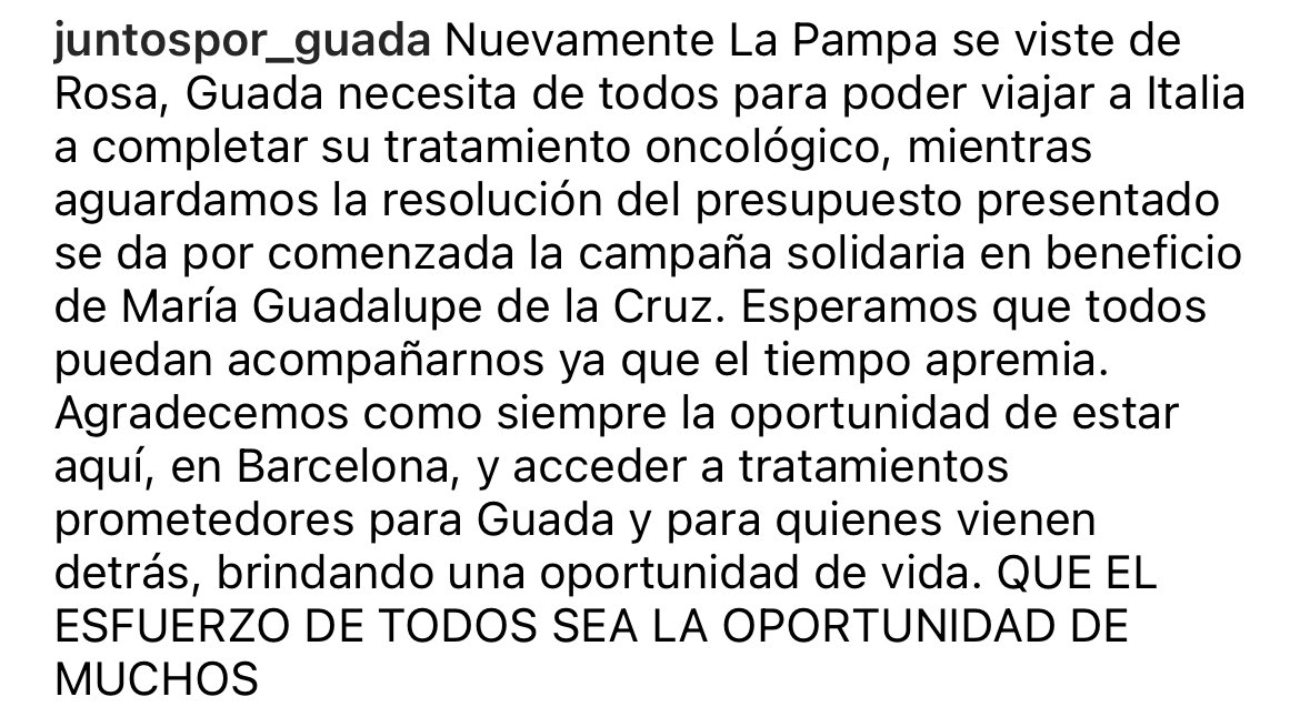 Hola amigos. Vengo con algo importante en serio. Guada es esta nena hermosa de La Pampa que padece un neuroblastoma y ya hizo un tratamiento en Barcelona gracias a la mucha ayuda que pidieron y recibieron sus papás. Ahora le toca seguirlo en Italia y otra vez nos necesita.