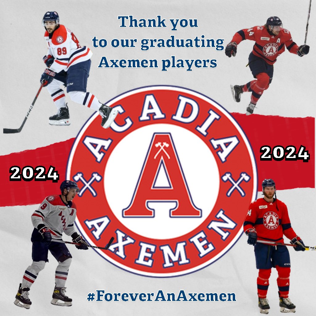 🅰️🪓 To our graduating players, thank you for all of your efforts on &amp; off the ice for our Acadia hockey program &amp; our Valley Community. We wish you a lifetime of adventure, &amp;  we are happy to have been a chapter in your story!

And remember, once an Axemen, #ForeverAnAxemen 🅰️🪓