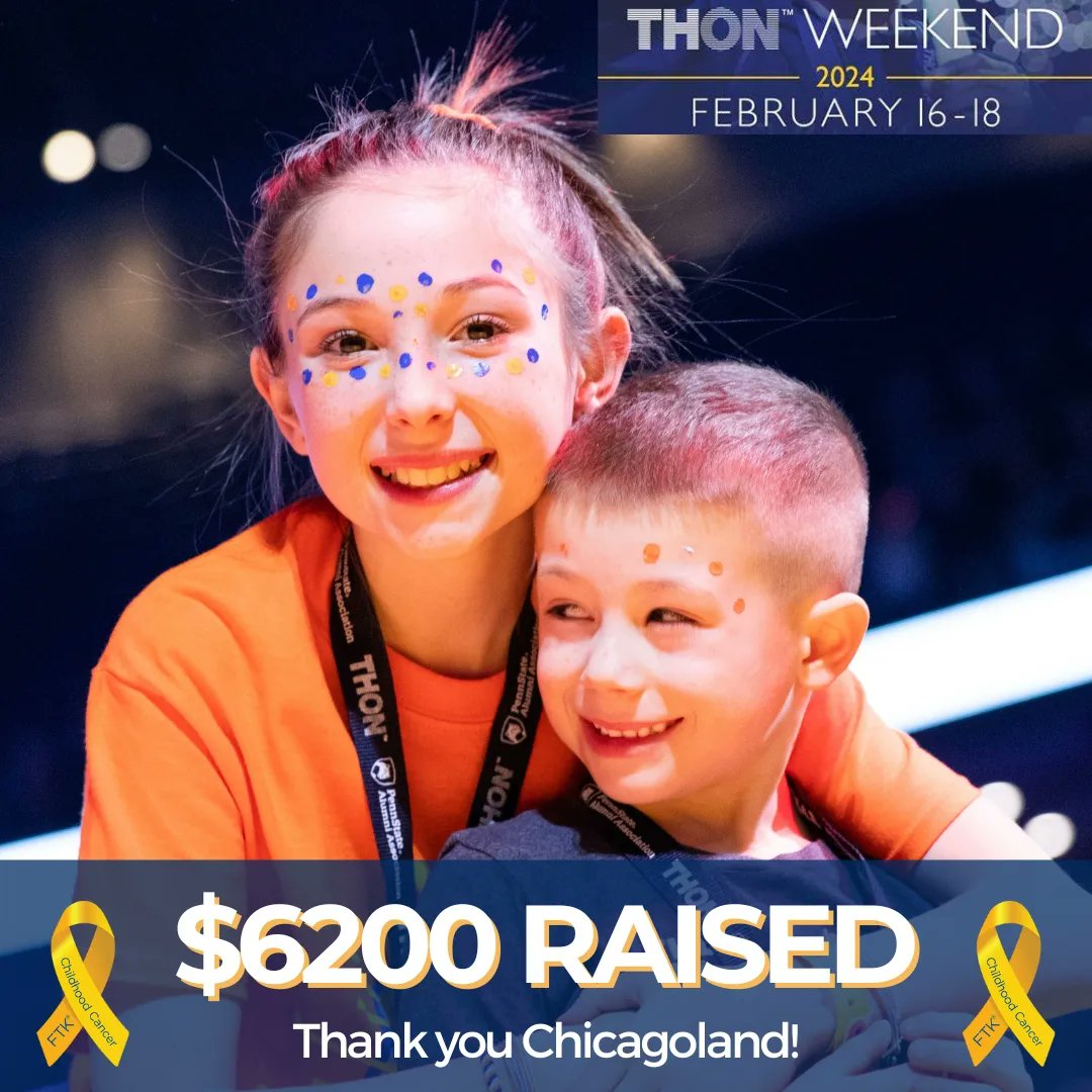 PSUChicago's tweet photo. Thanks to you Chicagoland, we were able to raise $6200 this year for #THON 🎗️🔷 This was only possible from your generosity! Let's keep the momentum #FTK going for next year! #WeAre #PSUChicago https://t.co/EVE7b7Rwn4