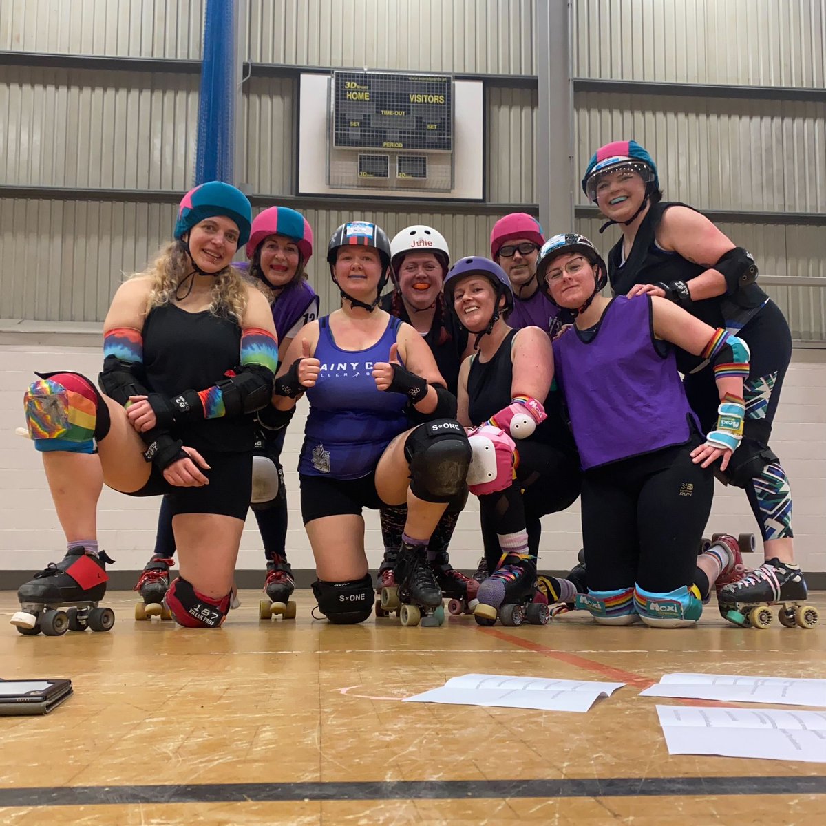 prestonrollers's tweet photo. Smiles all round. Coach Bomb Bee put us through our paces at our advanced training session today (we were still smiling while laying on the ground to recover). Followed up with a little scrim. Hot, sweaty and happy! Can’t wait to do it all again next weekend, https://t.co/Qukw6yYc8F