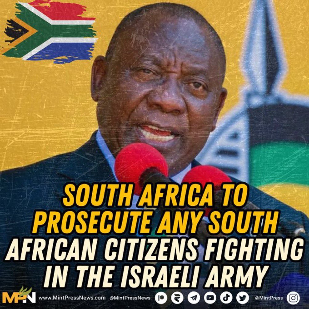 jacksonhinklle's tweet image. 🚨🇿🇦🇮🇱 South Africa will PROSECUTE citizens who fight for ISRAEL!
