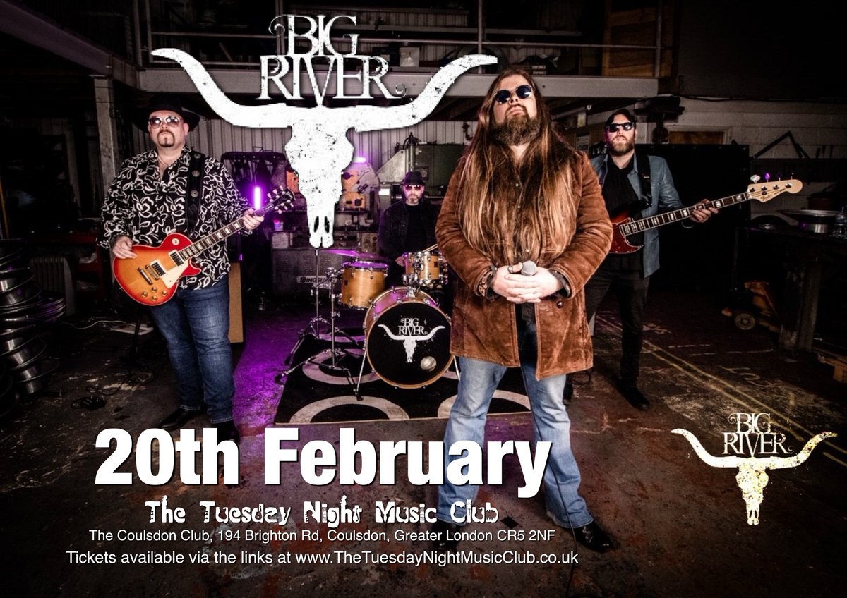 😁😎🥳 This Tuesday @bigriverblues are coming to The Tuesday Night Music Club!! If you've not got your tickets then grab them quick from theTNMC.co.uk and give yourself something to look forward to! @gr8musicvenues @whatsoninsurrey @WhatsOnCroydon @CroydonGuardian
