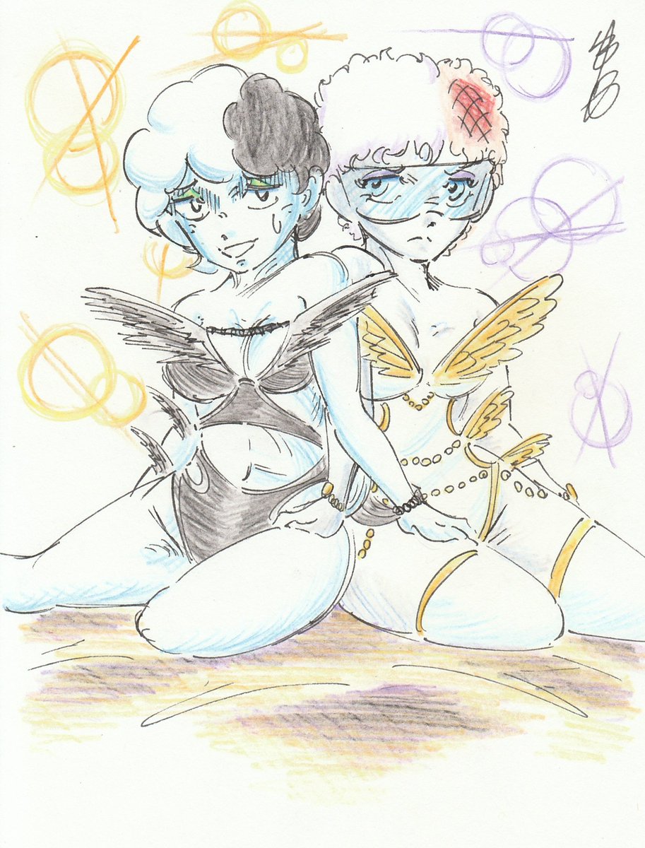 MrTagashi's tweet image. Angel Chaser and Devil Sister
Tried to round out the girls with @RivelBee 's #angelicious and #devilicious outfits on the lone Chaser, You and the other Sister, Junie✌️
#rkgk #らくがき