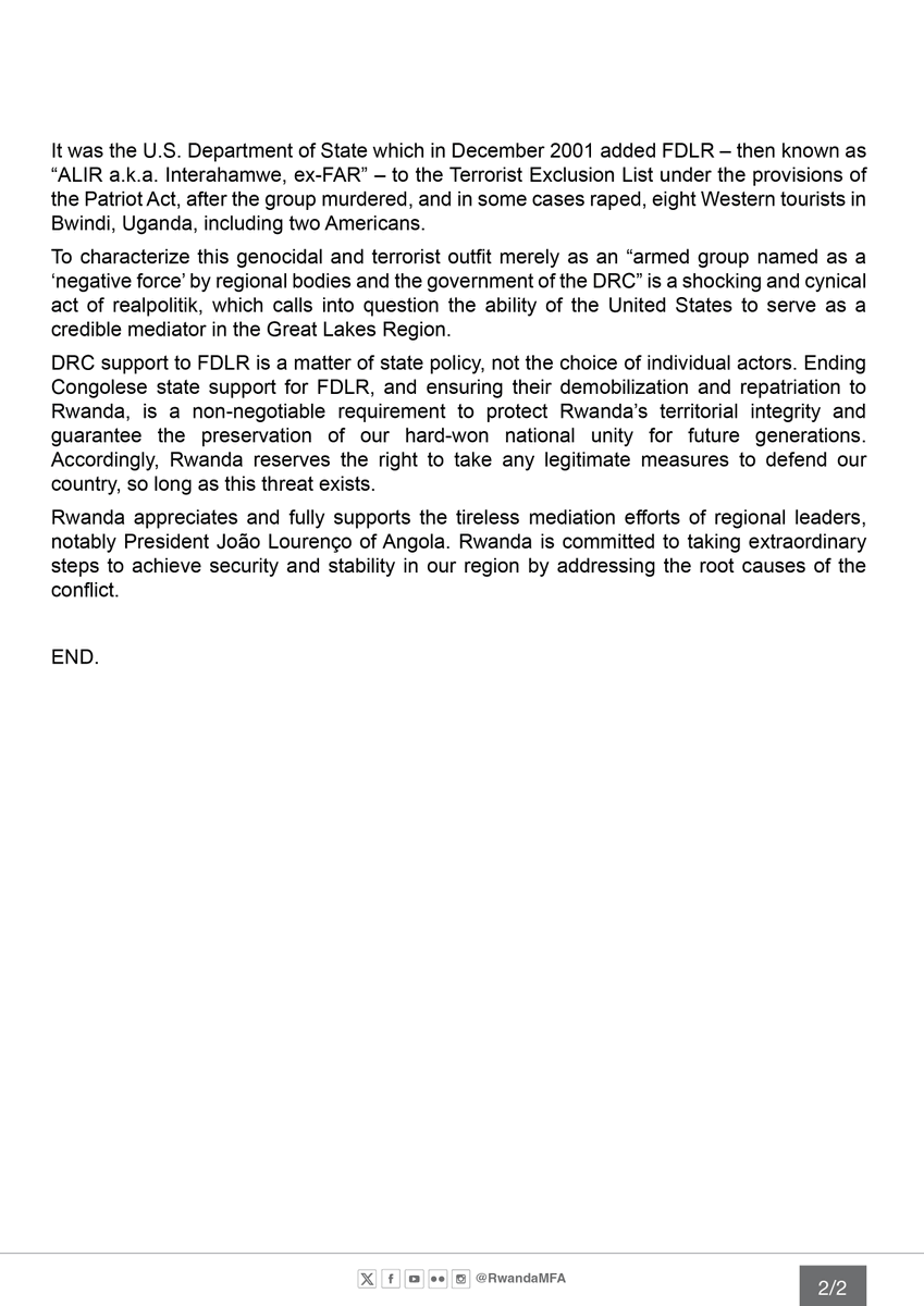 RWANDA CLARIFIES SECURITY POSTURE

Link: bit.ly/3T6LCYM