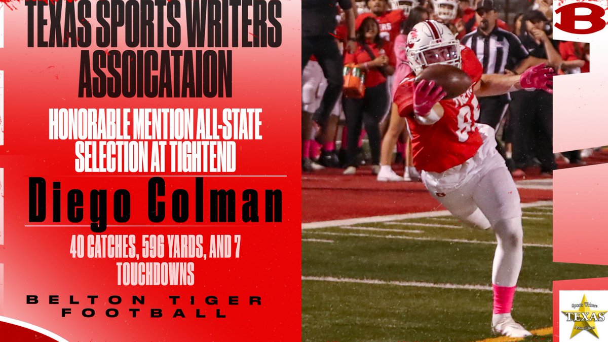 Congrats to Diego Coleman for being named HM All-State TE!!