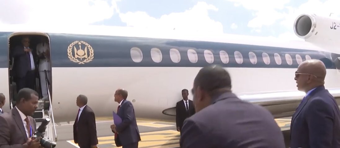 EybeAbdi's tweet photo. Departure from Addis-Ababa this afternoon of the President of the Republic H.E.M ISMAIL OMAR GUELLEH after the participation at the 37th Ordinary Session of Heads of State and Government Assembly of the African Union. https://t.co/1Wu8YfF6Rc