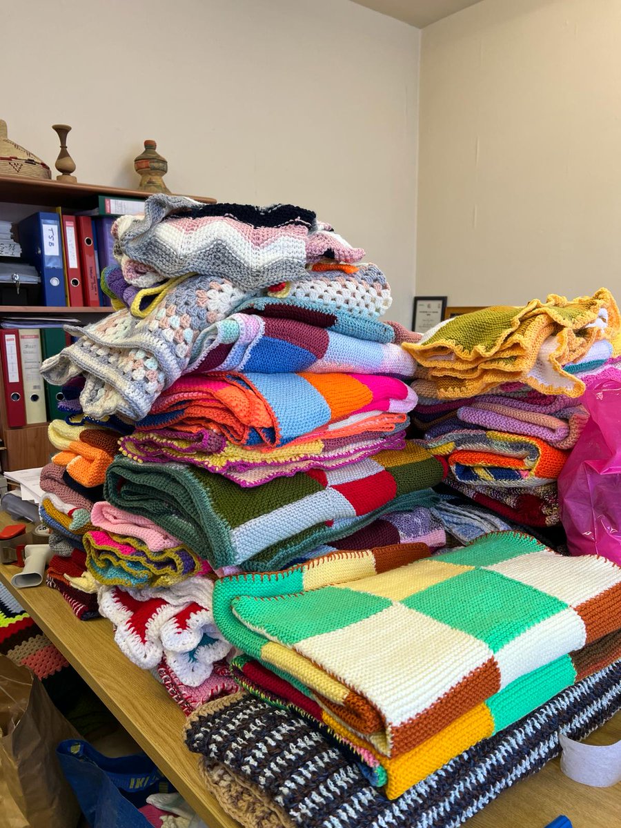 Our members have knitted 2 blankets for the Hamelin Fistula patients in Ethiopia &amp; delivered them to the charity offices in Halesowen. Each year 3000 women have life changing surgery &amp; receive a welcome pack that includes a blanket which is treasured &amp; worn as a precious gift.