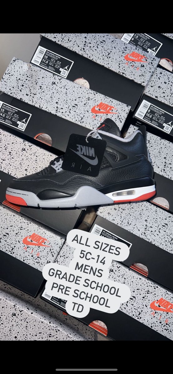 Jordan bred 4 
7.5
8
9
9.5
10
12
13
14

Dm serious inquires only