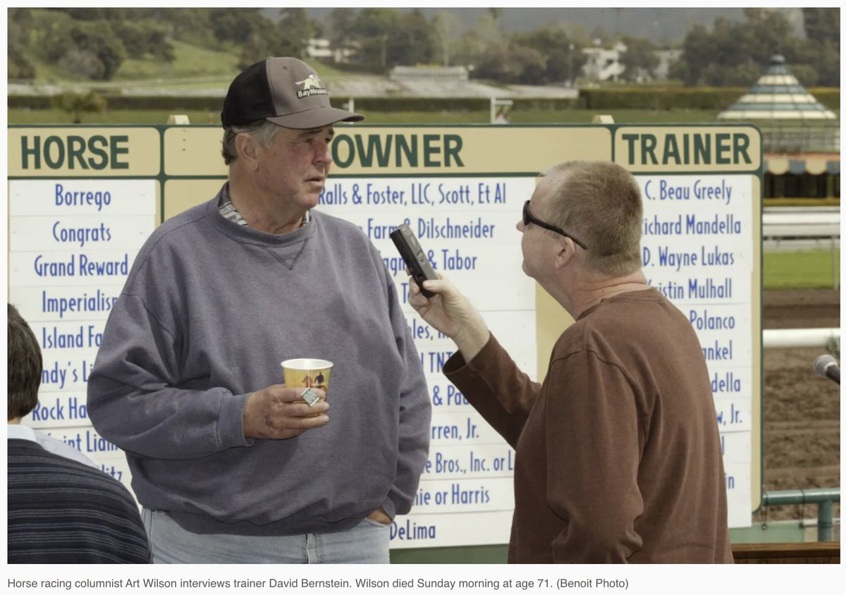 We are saddened to share that longtime SCNG horse racing columnist Art Wilson passed away last night. Art is a former sports editor @SGVTribune and was known for his long-running horse racing column. Art is remembered by @ladailynews writer @KevinModesti: sgvtribune.com/2024/02/18/art…