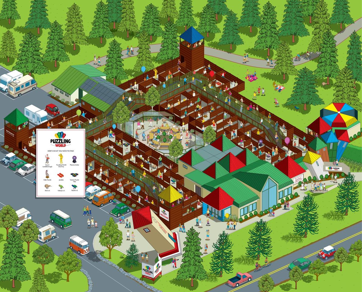 puzzlingworld's tweet image. So excited to see another of our art-centric 50th anniversary projects installed! This one is a creation by world-famous London-based illustrator Rod Hunt. #rodhunt #puzzlingworld #wanaka