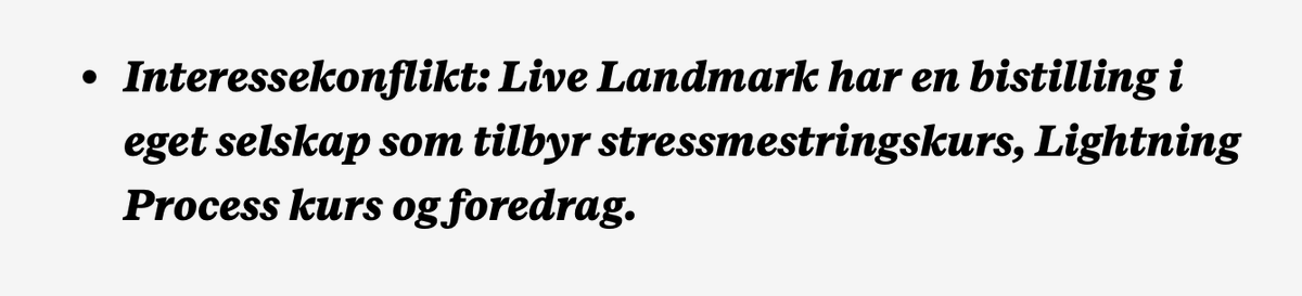 GANyborg's tweet photo. @Prebens Interessekonflikt: Skribenten, som ikke er utdannet helsepersonell, har over mange år tjent mange millioner som instruktør i kurs som fremmer de hypotesene hun fremmer i artikkelen. 
Ikke helt irrelevant. https://t.co/5Pc7ylYn2q