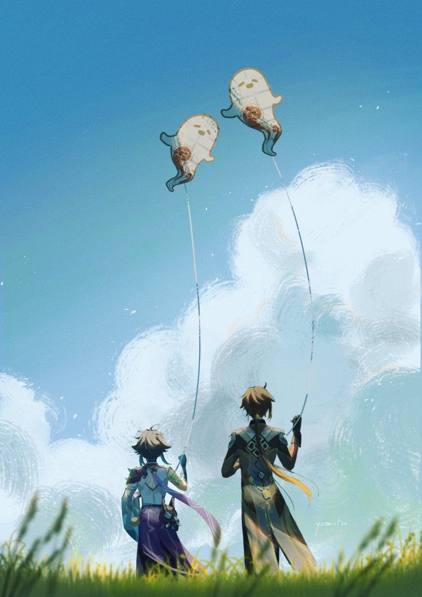 Yumiitsu_'s tweet photo. I strongly believe when Zhongli asked Xiao to test the kites was to make Xiao have some serene time.
All I had in my mind was this scene🪁

#zhongli #xiao https://t.co/Ht4SCWciKl