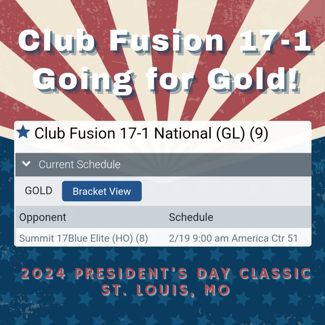 Club Fusion 17-1 National (@clubfusion17) on Twitter photo We are going for ๐ฅ tomorrow at the President's Day Classic! See you on court 51 at 9:00am! <a href="/alexandra_hopp7/">Alexandra Hopp</a> <a href="/samanthavanda/">Samantha Vanda</a> <a href="/megkalenowski22/">Meg Kalenowski</a> <a href="/izzygibbonss/">Izzy Gibbons</a> <a href="/Fionaturnbull99/">Fiona Turnbull</a> <a href="/elissa_furlan6/">Elissa Furlan 2025</a> <a href="/Grace_Bach20/">Grace Bach</a> <a href="/kianashields_vb/">Kiana Shields</a> We are going for ๐ฅ tomorrow at the President's Day Classic! See you on court 51 at 9:00am! <a href="/alexandra_hopp7/">Alexandra Hopp</a> <a href="/samanthavanda/">Samantha Vanda</a> <a href="/megkalenowski22/">Meg Kalenowski</a> <a href="/izzygibbonss/">Izzy Gibbons</a> <a href="/Fionaturnbull99/">Fiona Turnbull</a> <a href="/elissa_furlan6/">Elissa Furlan 2025</a> <a href="/Grace_Bach20/">Grace Bach</a> <a href="/kianashields_vb/">Kiana Shields</a>