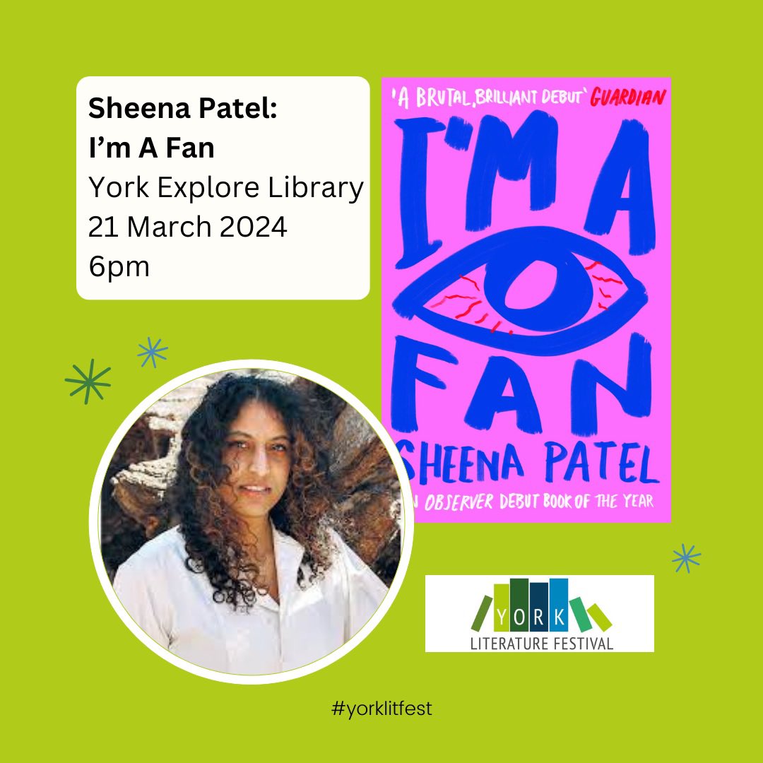 @Sheena_Patel_ debut novel I’M A FAN tells the story of an unnamed narrator’s involvement in a seemingly unequal romantic relationship 👁️ Tickets available here: yorktheatreroyal.co.uk/show/sheena-pa… 🎟️
