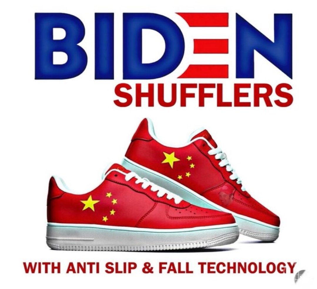 Biden wanted his own shoes too! Here you go! The CCP Shufflers! Get yours today by going to istoletheelection dot com! #lfatv #bejingbiden