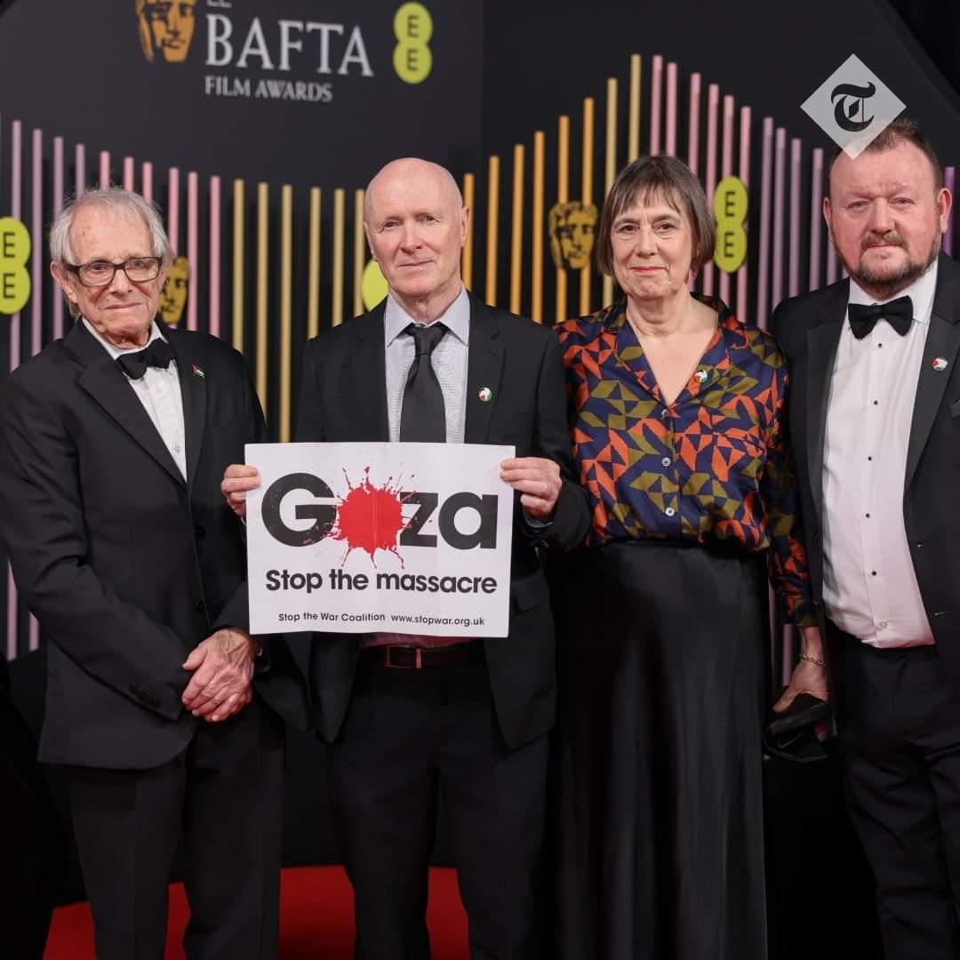 Ken Loach, Paul Laverty and co had a message for the #BAFTAs this evening: #CeasefireNow!