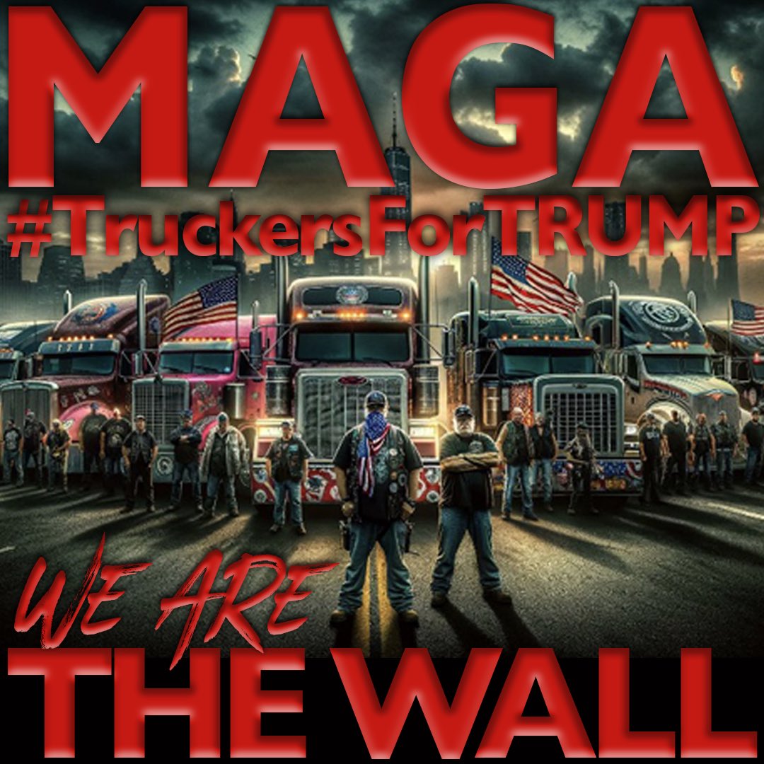 realouMAGAgirl's tweet photo. @glennbeck #MAGA #TruckersForTrump 
WE ARE THE WALL🇺🇸🇺🇸🇺🇸🇺🇸 #Trump2024NowMorethanEver #Trump2024TheOnlyChoice #Trump2024AmericaFirst #TRUMP2024ToSaveAmerica https://t.co/TX9wCltPi0
