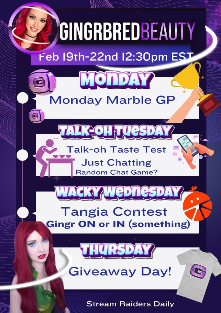 bbibb123's tweet photo. The schedule is out and it is going to be a great week. We are starting with a Marbles GP and the my favorite day Talk-Oh-Tuesday. Make sure you are here for the fun and bring a friend. https://t.co/xnUE9yuB91