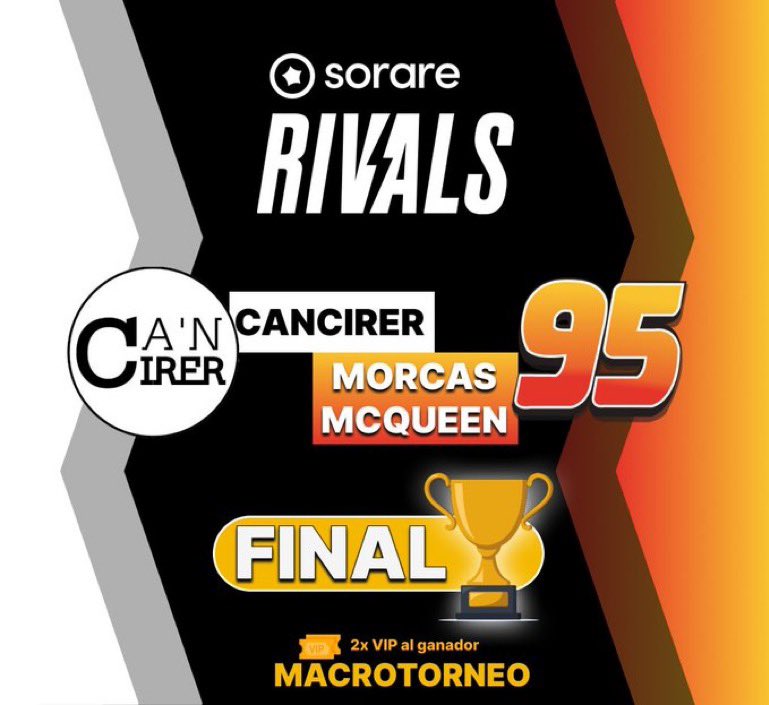 𝗠𝗮𝗰𝗿𝗼𝘁𝗼𝗿𝗻𝗲𝗼 𝗥𝗶𝘃𝗮𝗹𝘀 <a href="/Sorare/">Sorare</a> ⚡️

Tras 8 rondas y 244 participantes…

<a href="/MorcasMcQ/">Morcas McQueen</a> es el GANADOR 🏆 

Felicidades🤩

2 entradas VIP🎟️💎 de premio💥

Gracias a todos por participar en el torneo🥰 espero que os haya gustado