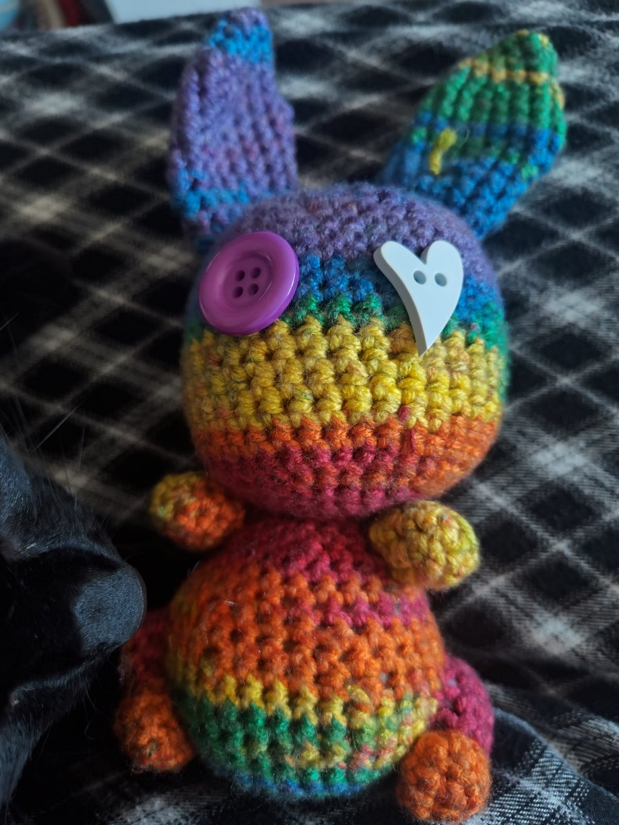 The Jackrabbit is not finished, but I need a little help with picking the eyes.  Any suggestions?
#voodoodoll #crochet #doll #artsy #artistsontwitter #artistic #artwork #artlover #artdaily #ArtOfTheDay #crochetaddict #crocheted #crochetlover #crocheteveryday #crochetdoll #eyes