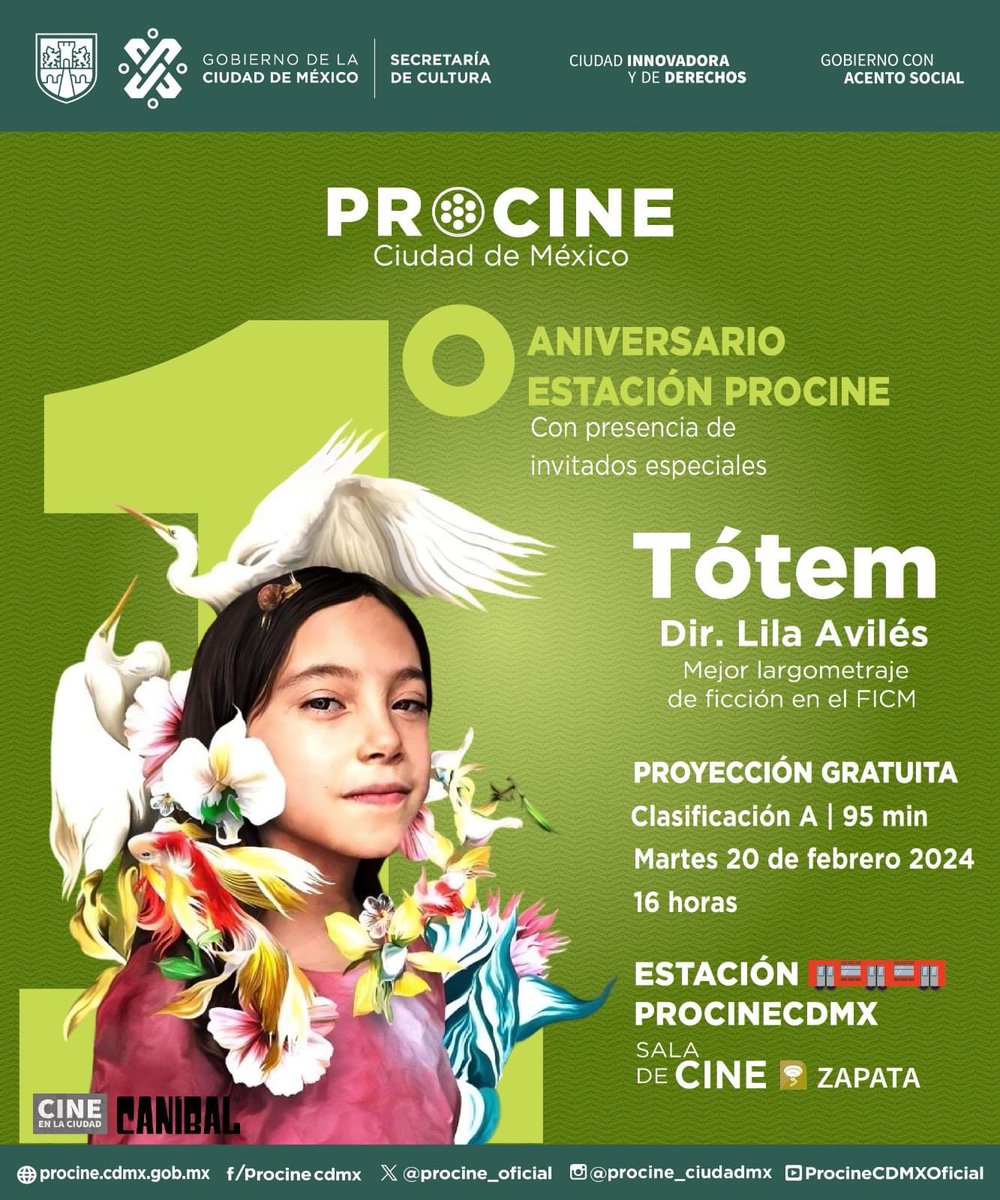 procine_oficial's tweet photo. ¡Estamos de fiesta! 🥳 🎥🎊

#EstaciónPROCINECDMX celebra su 1er aniversario con la proyección especial de la cinta "Tótem.”

🗓 20 de febrero
📍 Sala de Cine del @MetroCDMX #Zapata
⏰ 16 h
🌟 Invitados especiales 

¡Te esperamos! 🎞✨

🌐 https://t.co/WGl2wdiaBr

#CulturaMetro https://t.co/LvFtlpebGM