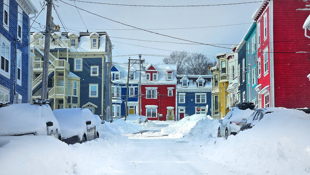 ❄️ Even on a blustery #winterday, St. John's lets her true colours shine through. 

#downtownstjohns #Newfoundland #Labrador #jellybeanrow #ShareYourWeather