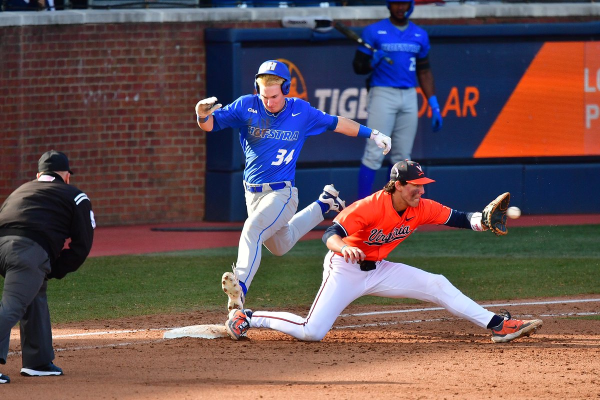 SBluePhoto's tweet photo. Today’s game felt about as close as this play! @UVABaseball edges @HofstraBaseball 11-9 in Charlottesville!

@sidelinemedia https://t.co/XDTvQSsjRB