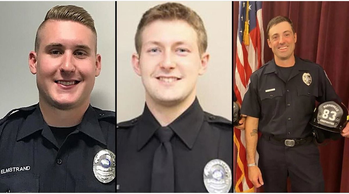 POs Paul Elmstrand, Matthew Ruge, & FF/Paramedic Adam Finseth were shot & killed today in Burnsville, MN

Both cops were just 27 years old

No press conference from “President” Joe Biden

No call to end the war on police

Nothing

#BlueLivesMatter #BackTheBlue #StopKillingUs