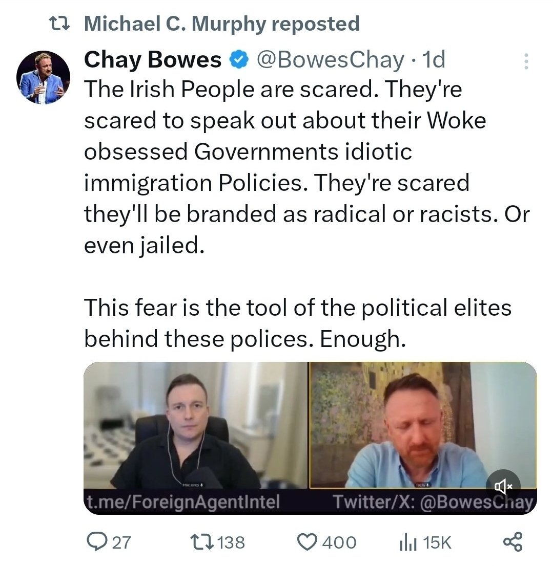 @SITARMS Michael, why are you sharing Chay Bowes posts. You do realise he's a modern day Lord Haw Haw. Dan Bryan would be ashamed.
Maybe your buddies in Renua like Chay?