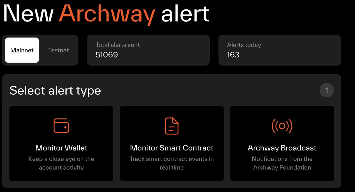 MempoolsAPI's tweet image. 🚀 Mempools alerts live on @archwayHQ Mainnet:

🌐 Explore archway-alerts.com for a no-code notification experience
📣 Default notification gateway for $ARCH Mainnet &amp;amp; Testnet.
💰 Subsecond alerts on fund movements and $ARCH trades
💻 Real-time monitoring made effortless