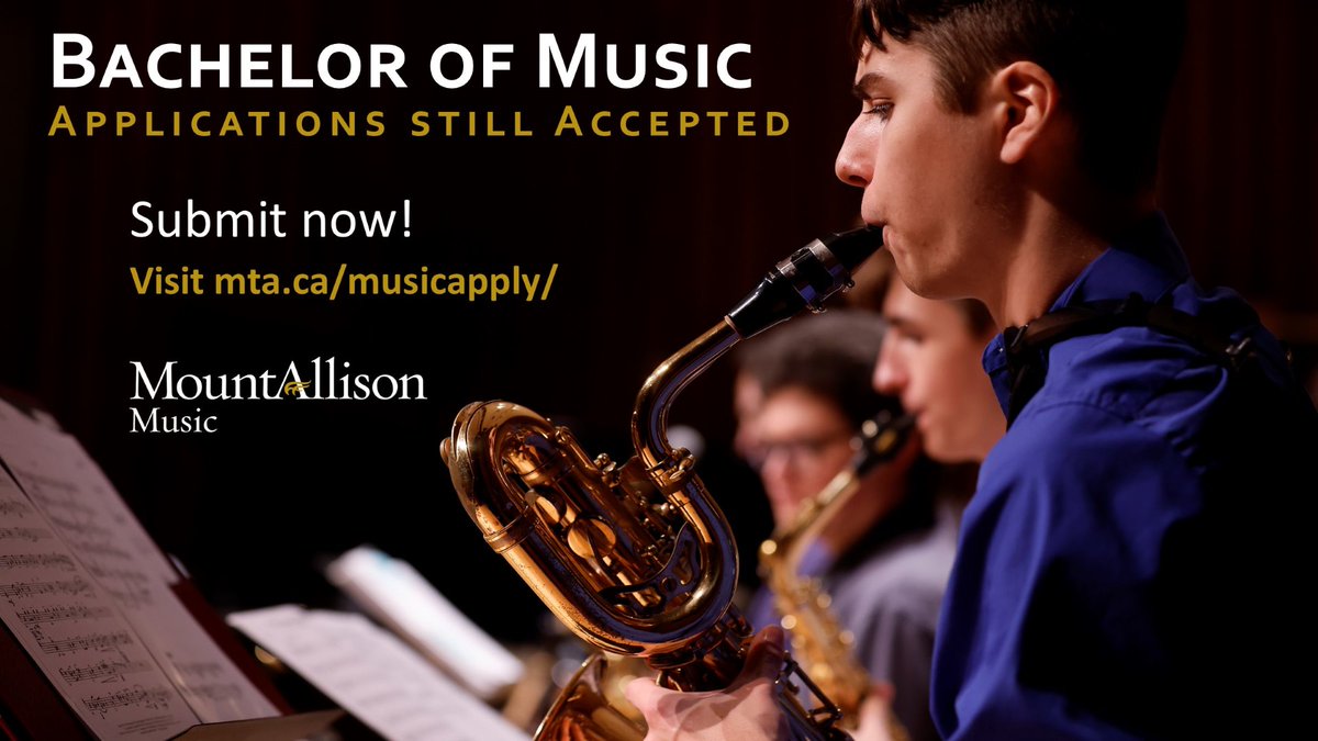 Still haven’t applied to #Music at #MtAllison? Submit your BMus application by March 1 to take advantage of scholarship opportunities! Visit mta.ca/musicapply/ for a step-by-step guide to the application and audition process.