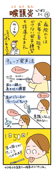 喉頭炎びぼうろく14
声帯に負担をかけないためにストレッチと筋トレをします。

人体はなにかと筋肉に頼りがち。 

#ちしゃ日記 #喉頭炎びぼうろく #漫画が読めるハッシュタグ #エッセイ漫画 #YOMcoma 